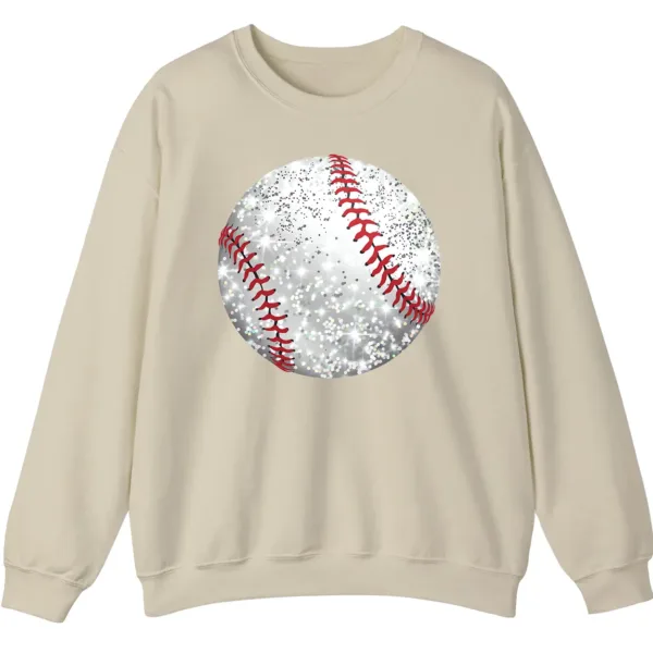 5.1 Glitter Sparkle Baseball Softball Sweatshirt, Bling Game Day Fan Crewneck, Women's Diamond Dust Sports Pullover Gift