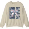 5.1 Game Day Baseball Bow Sweatshirt, Softball Star Ribbon Crewneck, Vintage Sports Fan Pullover