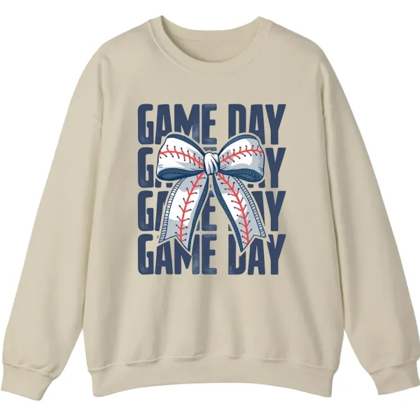 5.1 Game Day Baseball Bow Sweatshirt, Softball Star Ribbon Crewneck, Vintage Sports Fan Pullover