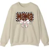 5.1 Leopard Mama Baseball Bow Sweatshirt, Checkered Cheetah Sports Mom Crewneck, Game Day Mom Gift Pullover