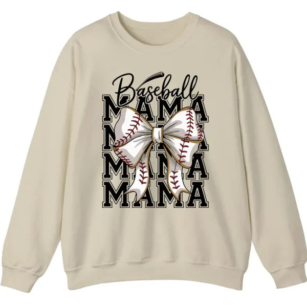 Baseball Mama Stacked Text Sweatshirt, Sports Bow Crewneck, Game Day Mom Pullover, Mother's Day Gift for Softball Parent