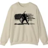 5.1 Distressed American Flag Baseball Player Sweatshirt, Patriotic Game Day Crewneck, USA Sports Fan Pullover