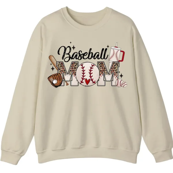 5.1 Baseball Mom Sweatshirt, Game Day Sports Mom Pullover, Leopard Pattern Crewneck