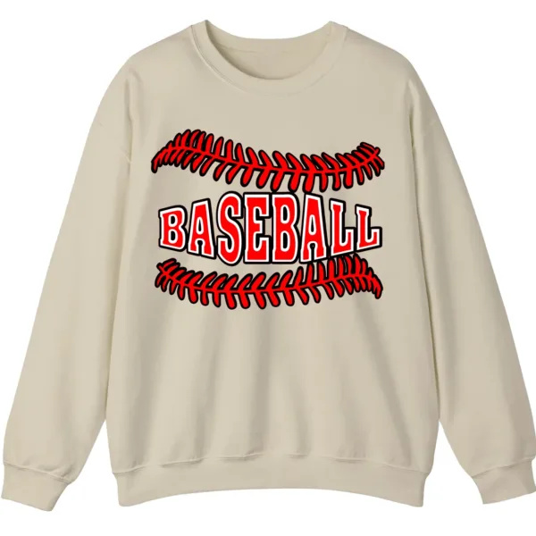 5.1 Baseball Red Stitches Typography Sweatshirt, Bold Game Day Fan Crewneck, Minimalist Sports Pullover