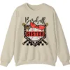 5.1 Baseball Sister Leopard Print Checkered Sweatshirt, Red Bow Game Day Sibling Pullover, Cute Softball Fan Gift