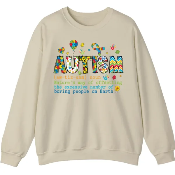 5.1 Funny Autism Definition Sweatshirt, "Offsetting Boring People" Sarcastic Crewneck Gift
