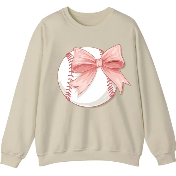 5.1 Cute Pink Baseball Bow Crewneck Sweatshirt for Girls