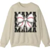 5.1 Baseball Bow Mama Repeat Graphic Crewneck Sweatshirt