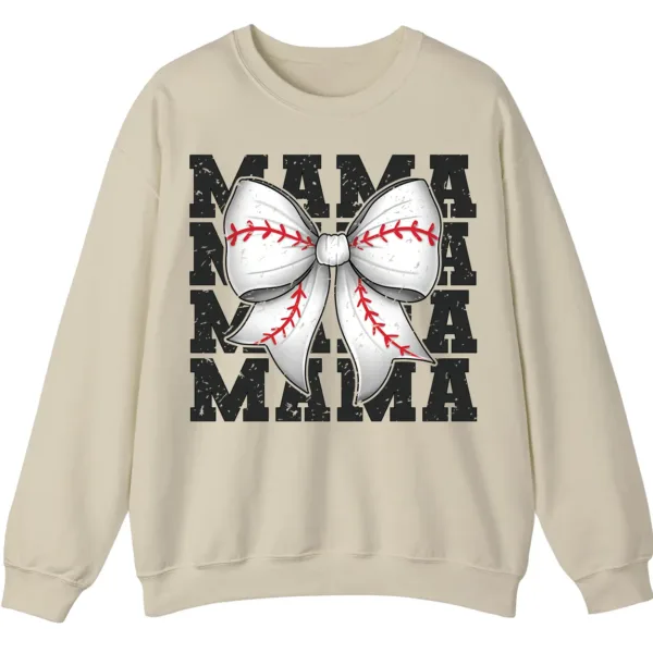 5.1 Baseball Bow Mama Repeat Graphic Crewneck Sweatshirt