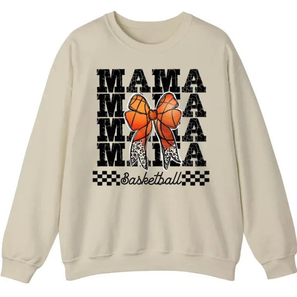5.1 Basketball Mama Leopard Print Bow Crewneck Sweatshirt