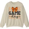 5.1 Basketball Bow Game Day Graphic Crewneck Sweatshirt