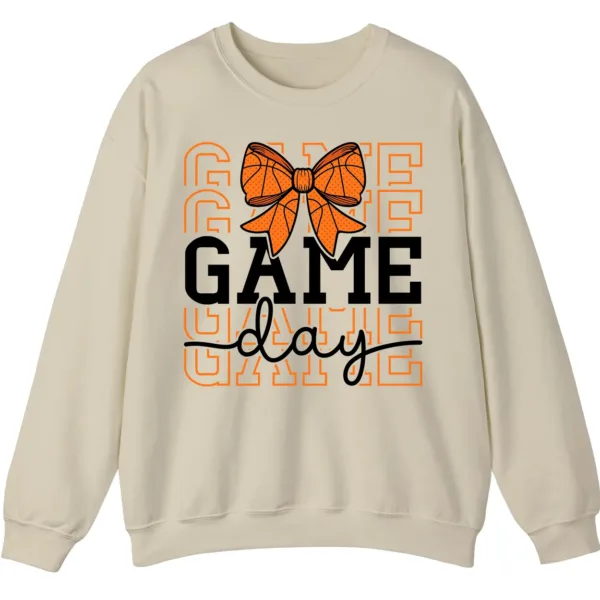 5.1 Basketball Bow Game Day Graphic Crewneck Sweatshirt