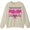 5.1 Breast Cancer Survivor Awareness Pink Ribbon Checkered Crewneck