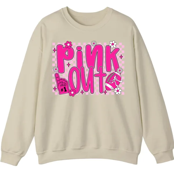 5.1 Pink Out Football Breast Cancer Fighter Support Crewneck
