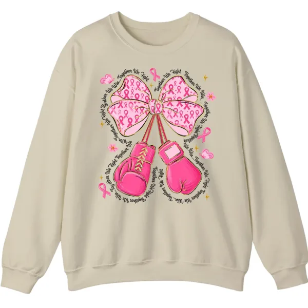 Together We Fight Pink Ribbon Boxing Gloves Crewneck Sweatshirt