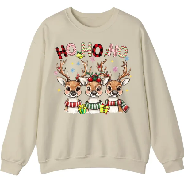 Reindeer Plaid Scarf Christmas Sweatshirt, Funny Ho Ho Holiday Shirt