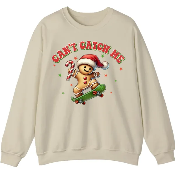 5.1 Can't Catch Me Gingerbread Man Skateboard Funny Christmas Sweatshirt