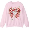 Retro Santa Bow Sweatshirt – Christmas Checkerboard Holiday Crewneck