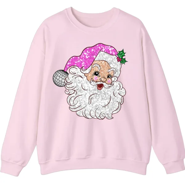 Sparkly Pink Disco Santa Claus Sweatshirt