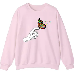 Puzzle Piece Butterfly Autism Acceptance Shirt, Hand Holding Butterfly Support Gift