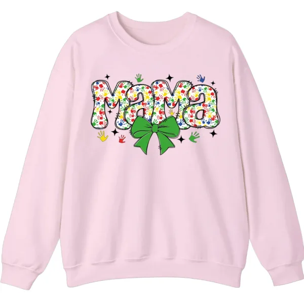 5.2 Proud Autism Mama Handprint Sweatshirt, Colorful Handprint Letters Crewneck
