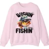 5.2 Wishin' I Was Fishin' Crewneck Sweatshirt - Funny Fishing Gift