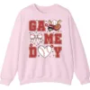 5.2 Baseball/Softball Mom Game Day Crewneck Sweatshirt - Cute Bow and Heart Graphic