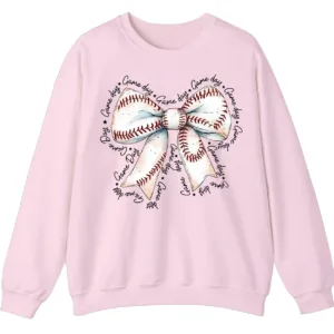 5.2 Baseball Bow Game Day Sweatshirt, Sports Lover Crewneck, Watercolor Softball Bow Pullover, Cute Game Day Women's Shirt