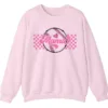 5.2 Mama Pink Glitter Softball Sweatshirt, Checkered Game Day Crewneck, Baseball Mom Pullover, Cute Sports Mom Gift