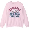 5.2 Distressed Baseball Mama Sweatshirt, Retro Game Day Crewneck, Checkered Softball Mom Pullover