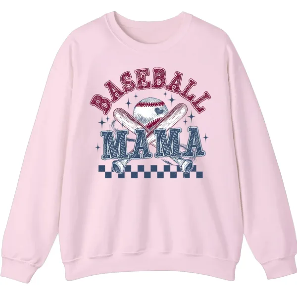 5.2 Distressed Baseball Mama Sweatshirt, Retro Game Day Crewneck, Checkered Softball Mom Pullover