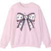 5.2 Baseball Bow Sweatshirt, Game Day Crewneck, American Flag Sports Mom Pullover