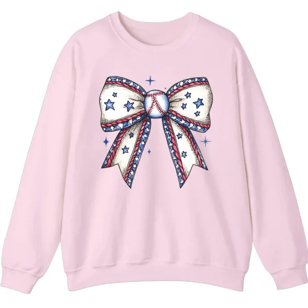 5.2 Baseball Bow Sweatshirt, Game Day Crewneck, American Flag Sports Mom Pullover