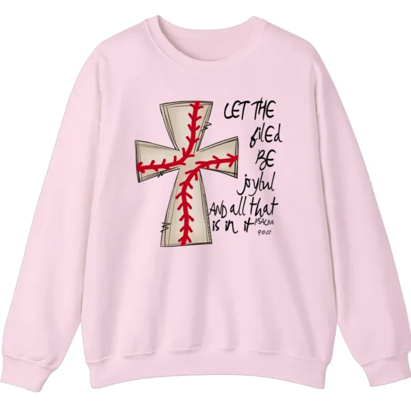 Baseball Cross Psalm 96:12 Sweatshirt, Christian Game Day Crewneck, Religious Sports Pullover, Faith and Baseball Fan Gift
