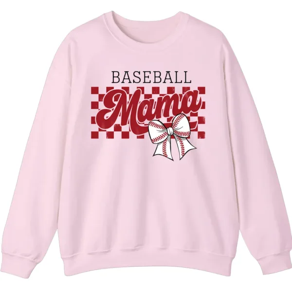 5.2 Distressed Checkered Baseball Mama Sweatshirt, Bow Pullover, Vintage Game Day Sports Mom Crewneck