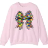 5.2 "I Would Not Change You For The World" Autism Mom Sweatshirt, Puzzle Piece Bow Support Gift