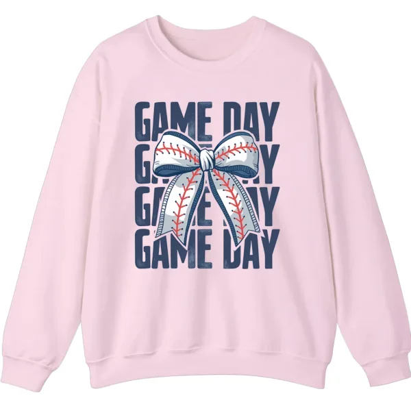 5.2 Game Day Baseball Bow Sweatshirt, Softball Star Ribbon Crewneck, Vintage Sports Fan Pullover