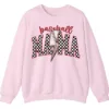 5.2 Baseball Mama Lightning Bolt Sweatshirt, Checkered Game Day Crewneck, Distressed Sports Mom Pullover, Red Glitter Leopard Print Gift
