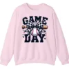 5.2 Game Day Plaid Bow Baseball Sweatshirt, Black White Checkered Ribbon Crewneck, Sports Lover Vintage Pullover