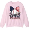 5.2 Baseball Mom Sweatshirt, Game Day Sports Mom Pullover, American Flag Bow Crewneck