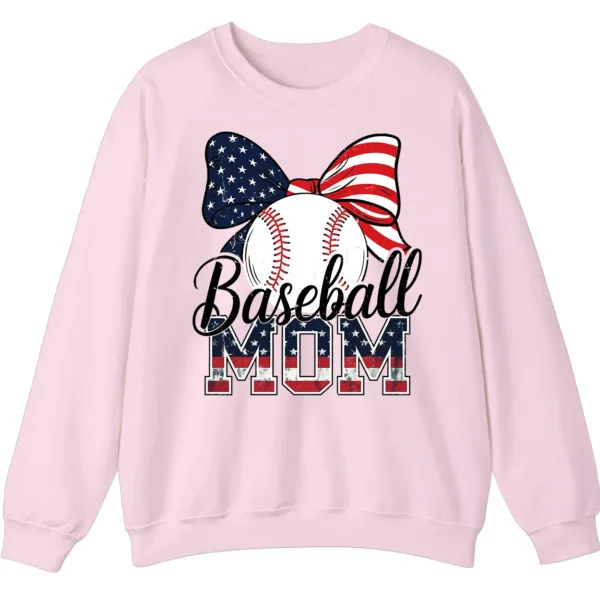5.2 Baseball Mom Sweatshirt, Game Day Sports Mom Pullover, American Flag Bow Crewneck