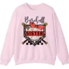 5.2 Baseball Sister Leopard Print Checkered Sweatshirt, Red Bow Game Day Sibling Pullover, Cute Softball Fan Gift