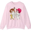 5.2 Feminine Glitter Baseball Bow Crewneck Sweatshirt Pink