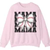 5.2 Baseball Bow Mama Repeat Graphic Crewneck Sweatshirt