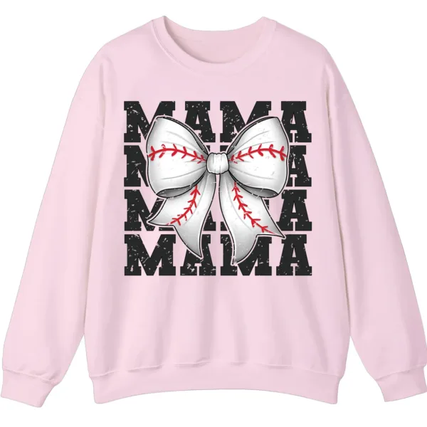 5.2 Baseball Bow Mama Repeat Graphic Crewneck Sweatshirt