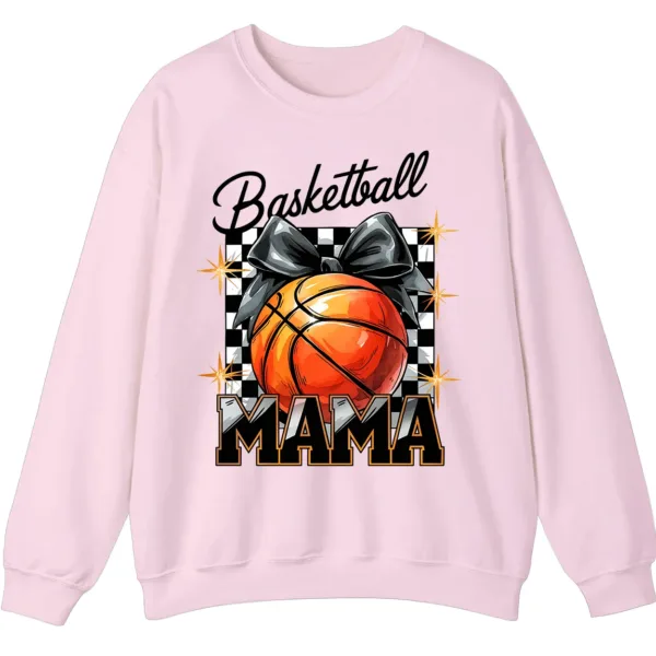 5.2 Basketball Mama Checkerboard Bow Crewneck Sweatshirt