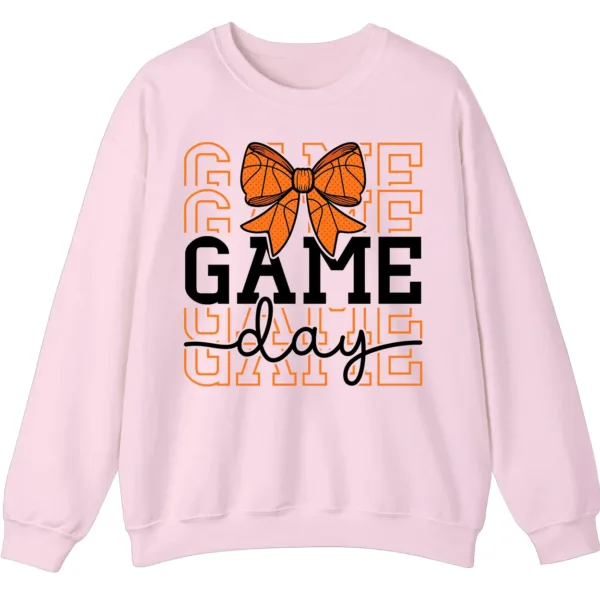 5.2 Basketball Bow Game Day Graphic Crewneck Sweatshirt