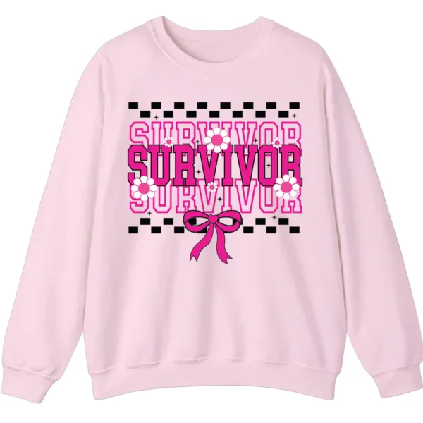 5.2 Breast Cancer Survivor Awareness Pink Ribbon Checkered Crewneck