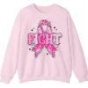 5.2 FIGHT Breast Cancer Warrior Pink Ribbon Crewneck Sweatshirt
