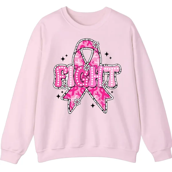 5.2 FIGHT Breast Cancer Warrior Pink Ribbon Crewneck Sweatshirt